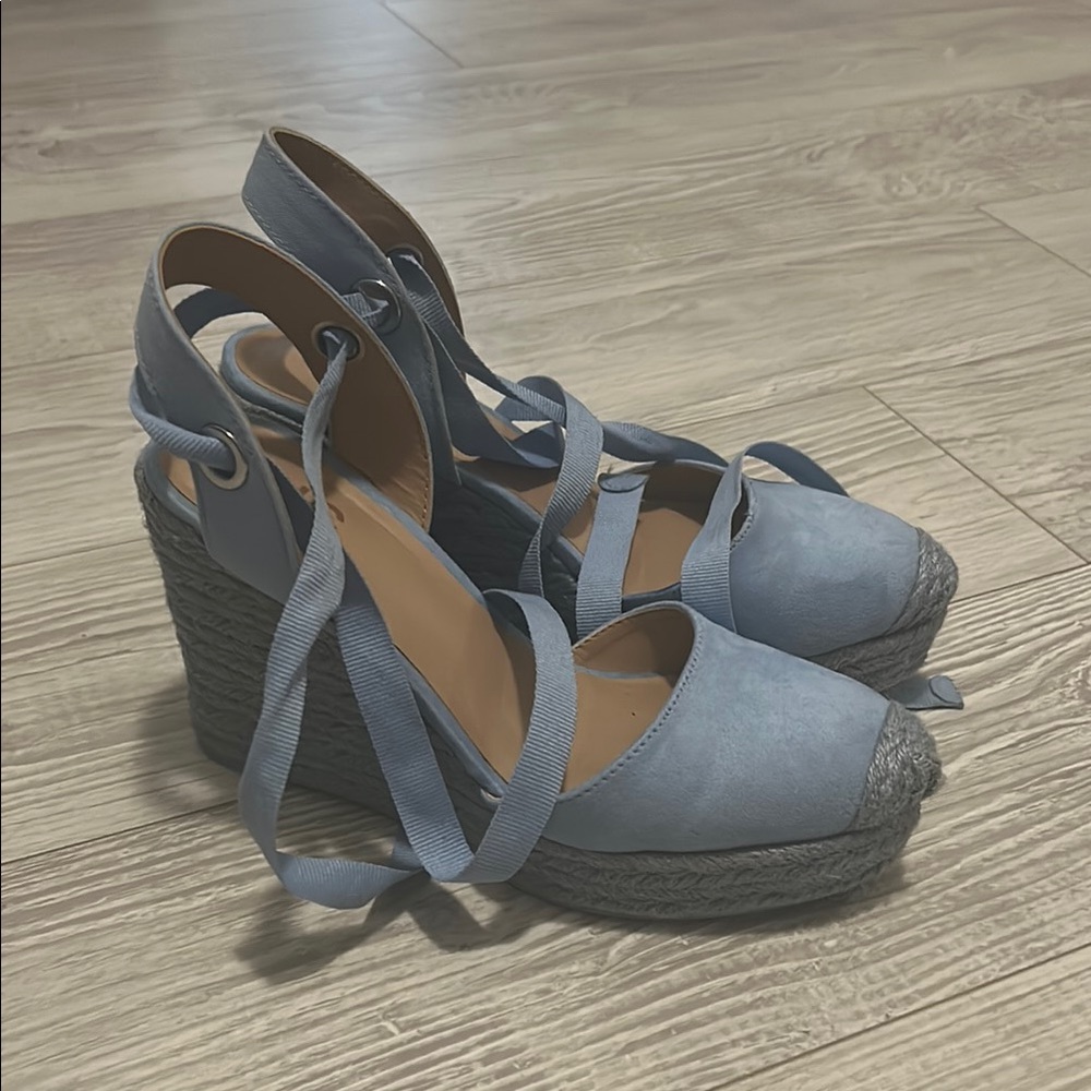 Macy's Blue and Gray Espadrilles with Elegant Design